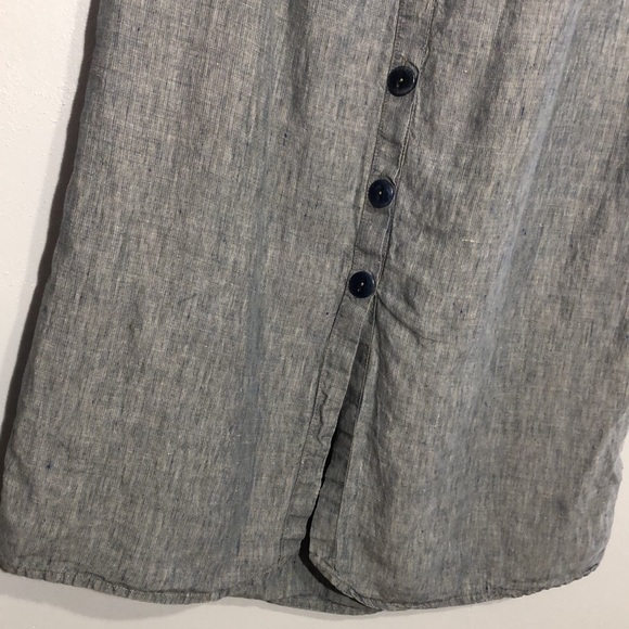 FLAX | Women’s Blue Linen Micro Stripe Front Slit Vintage Maxi Skirt size Large - Picture 4 of 9